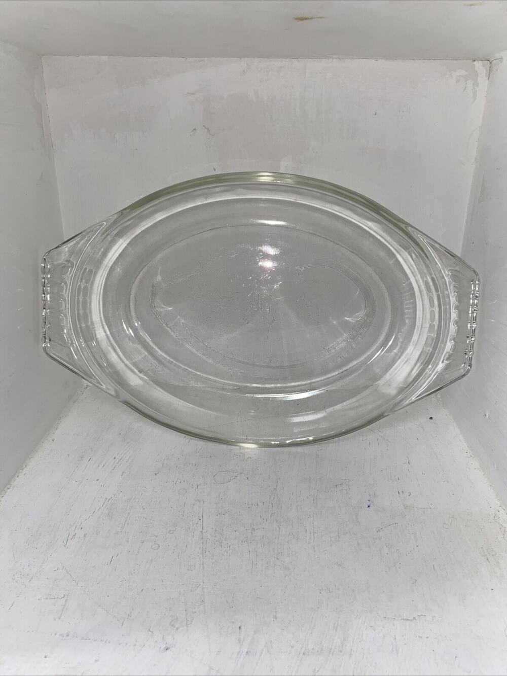 Vintage 3 Qt Pyrex Oval Heavy Glass Roasting Baking Casserole Pan #088